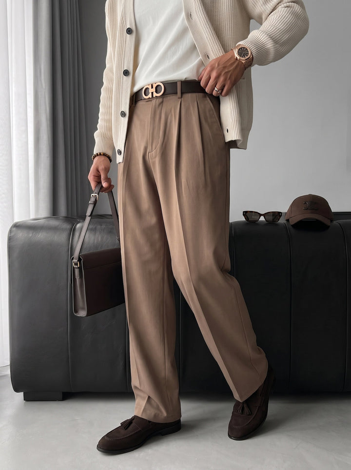 Luźne Spodnie Chino - Camel