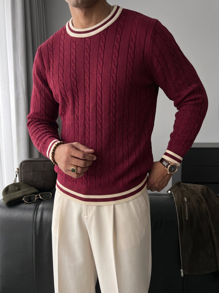 Sweter o regularnym kroju z plecionką - Port Royale