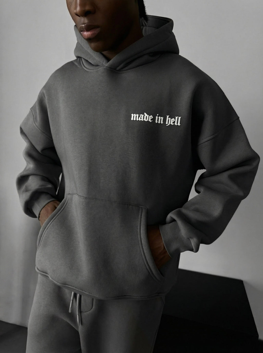 Oversize Made in Hell Hoodie - Antracyt