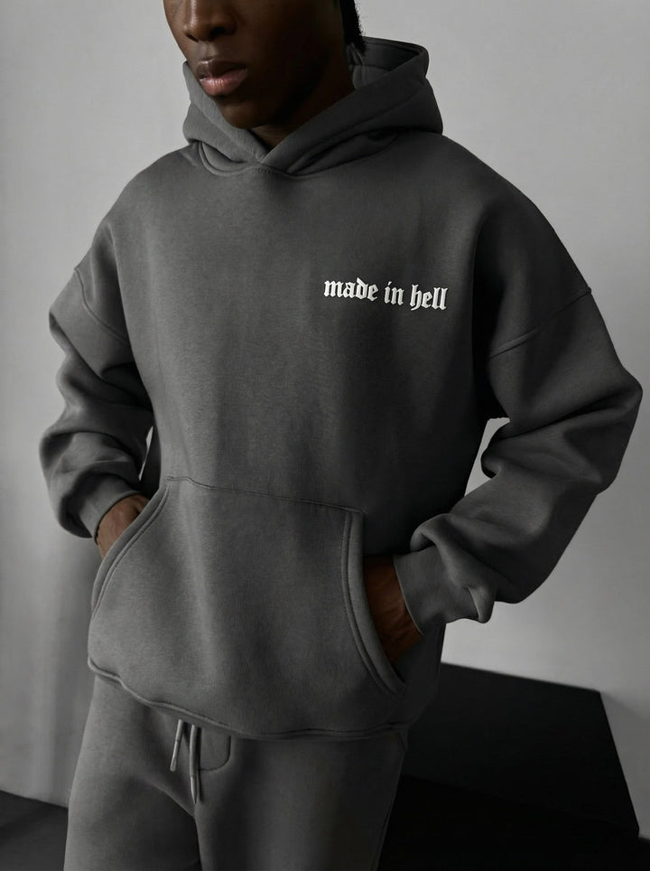 Oversize Made in Hell Hoodie - Antracyt