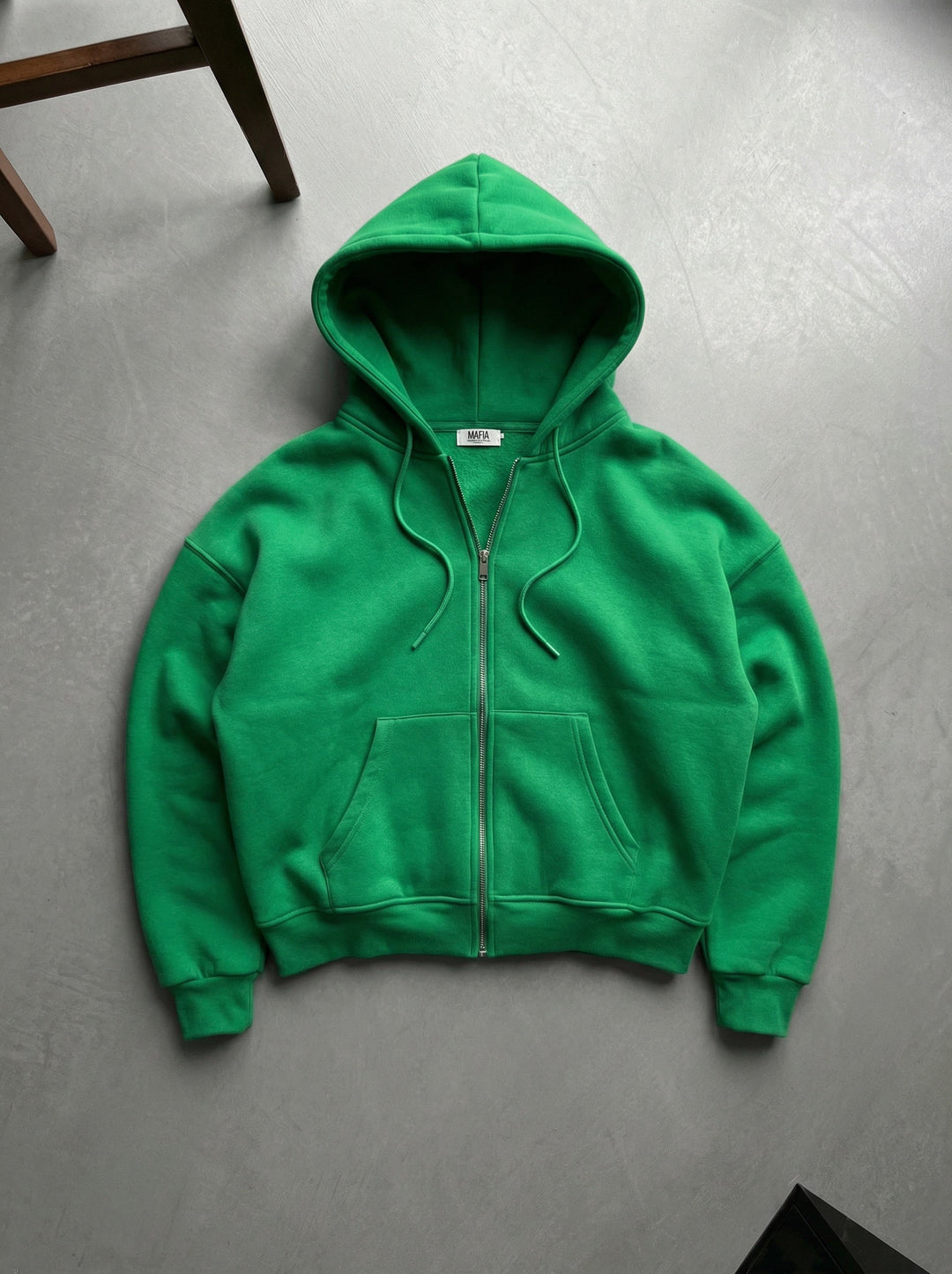 Oversize Basic Zipper Hoodie - Formal Garden
