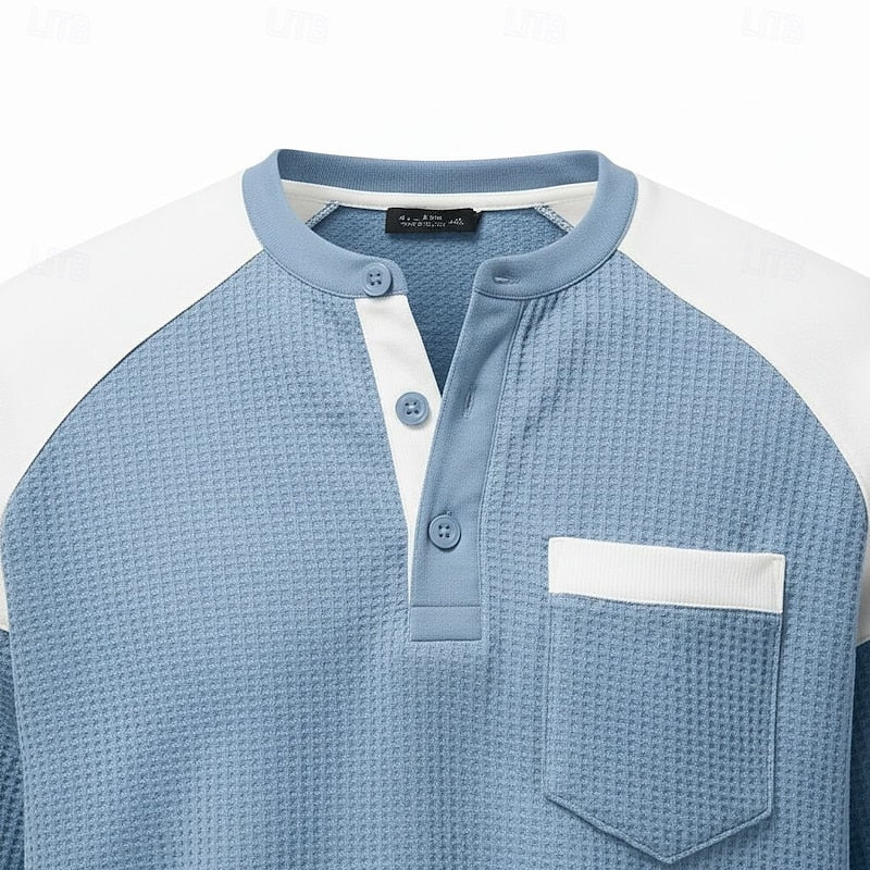 Colorblock długi-rękaw Henley