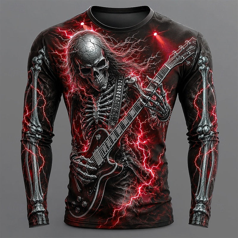 Szkielet Guitar Halloween koszula z długim rękawem