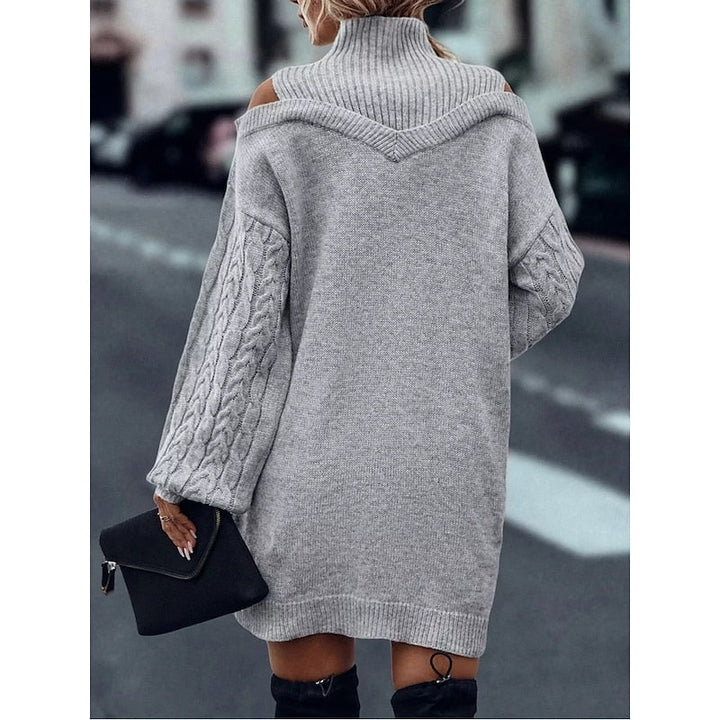 Cold-Shoulder sweter z golfem sukienka