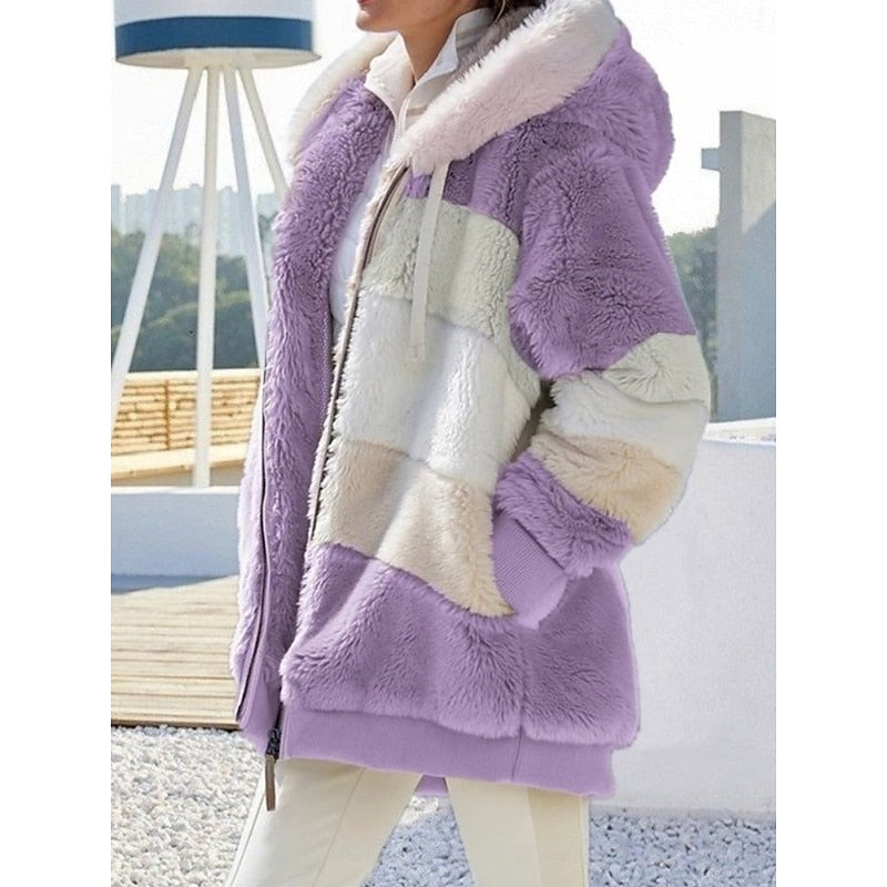 Przytulny z kapturem Zip-Up kurtka