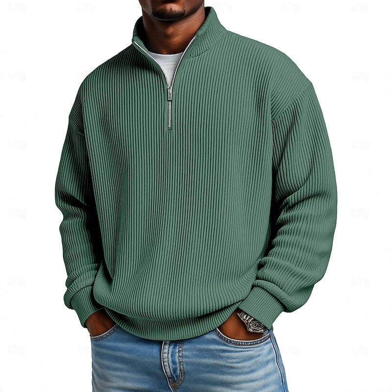 Prążkowany zamek 1/4 sweter