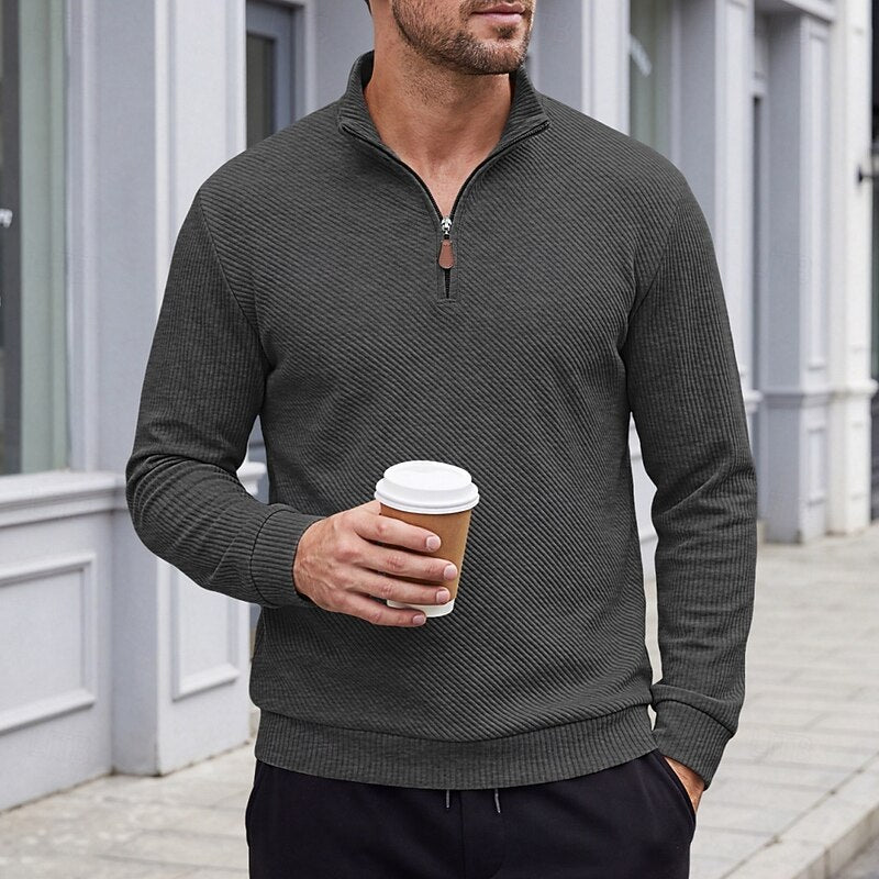 Fakturowany zamek 1/4 sweter