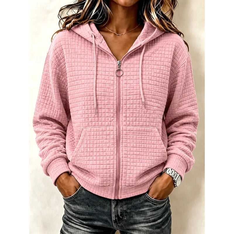 Fakturowany Zip-Up bluza z kapturem