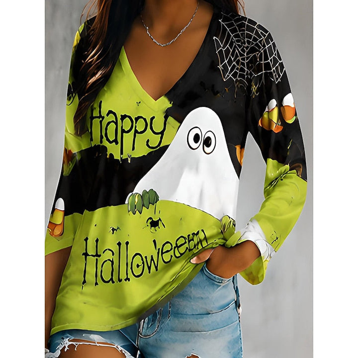Halloween graficzny dekolt V top