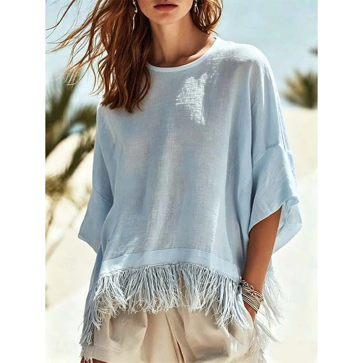 Fringe-Hem swobodny bluzka