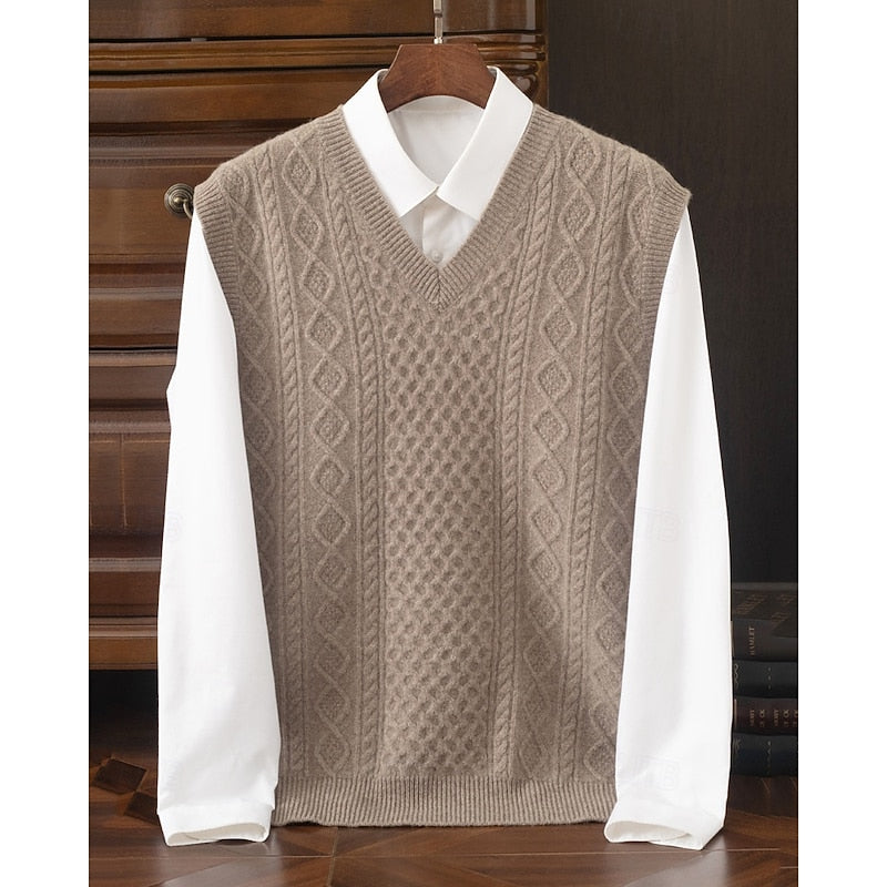 Cable-Textured sweter z dekoltem V kamizelka