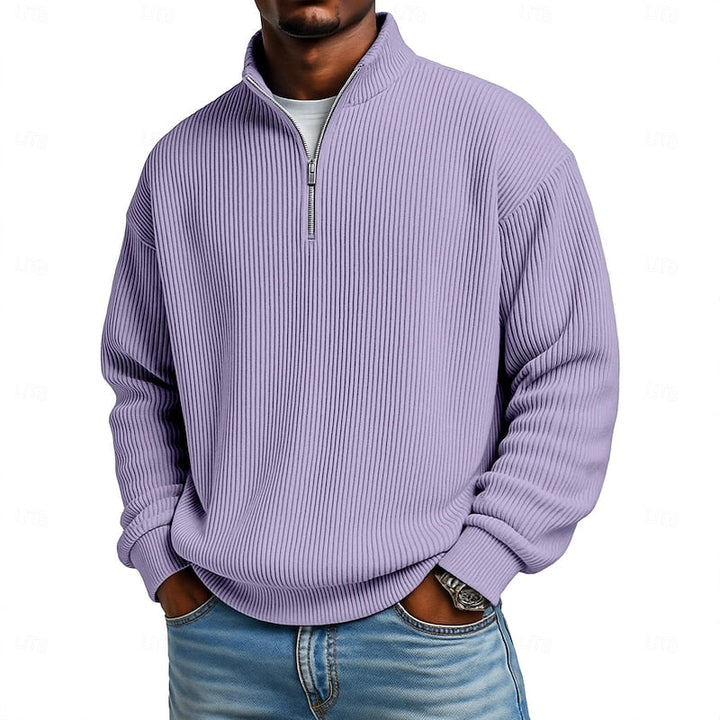 Prążkowany zamek 1/4 sweter
