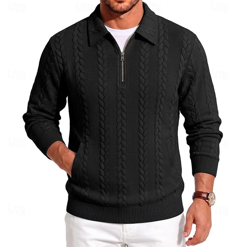 Fakturowany zamek 1/4 sweter