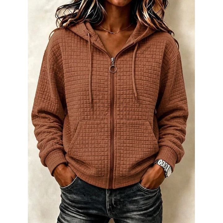Fakturowany Zip-Up bluza z kapturem
