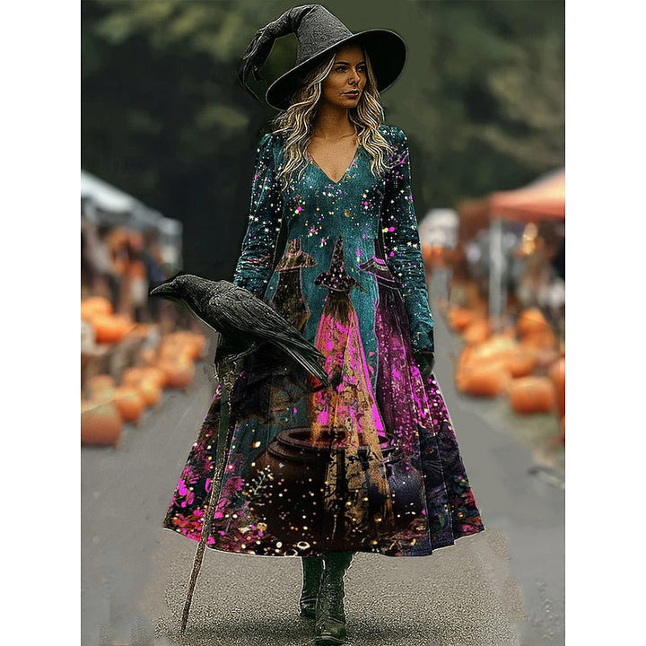 Halloween Witch wzór A-Line sukienka maxi