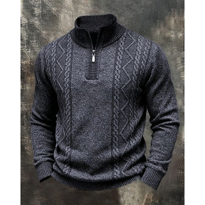 Warkoczowy splot zamek 1/4 sweter