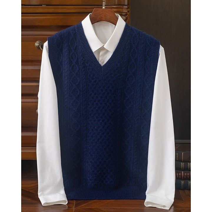 Cable-Textured sweter z dekoltem V kamizelka
