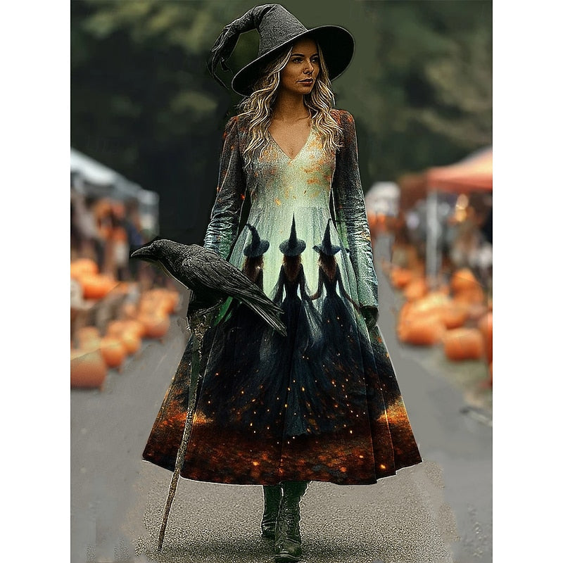 Halloween Witch wzór A-Line sukienka maxi
