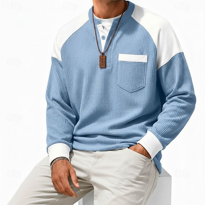 Colorblock długi-rękaw Henley