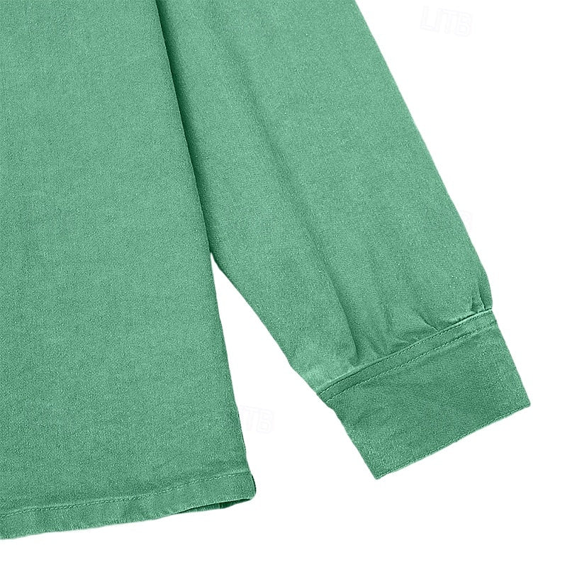Washed długi rękaw koszulka polo