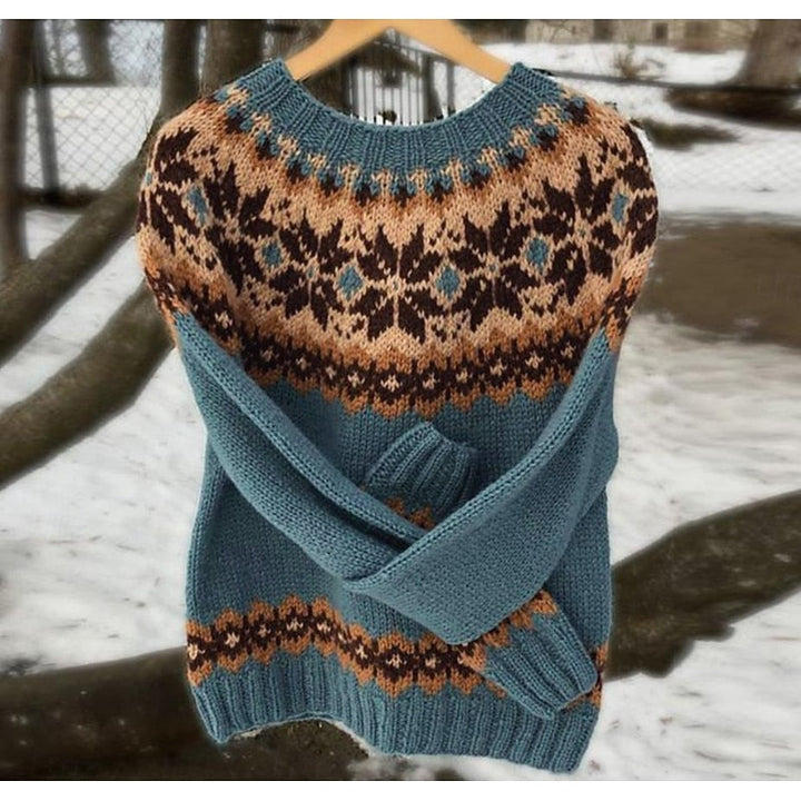 Wzorzysty dzianina sweter