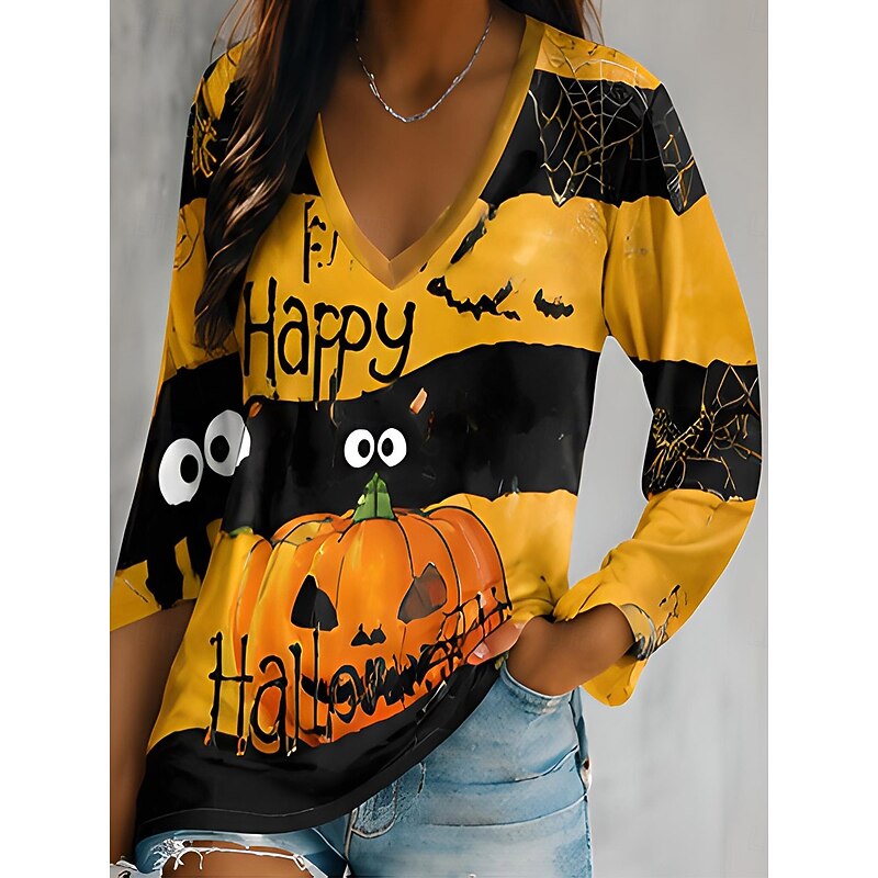 Halloween graficzny dekolt V top