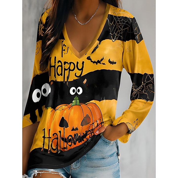Halloween graficzny dekolt V top