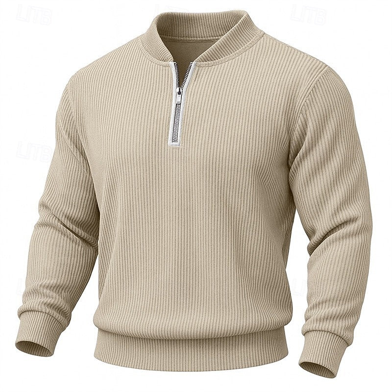 Prążkowany zamek 1/4 sweter