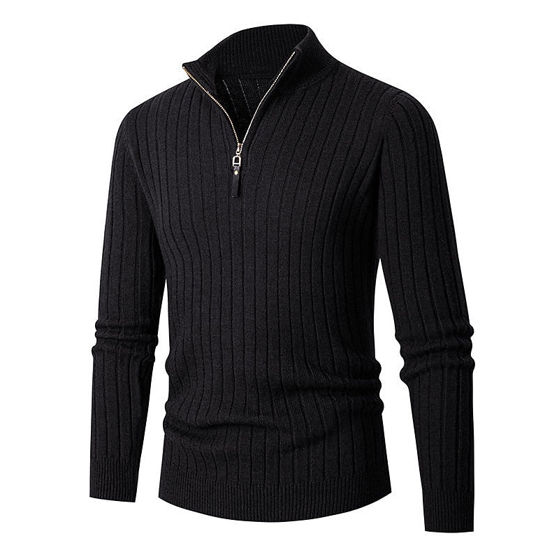 Prążkowany zamek 1/4 sweter