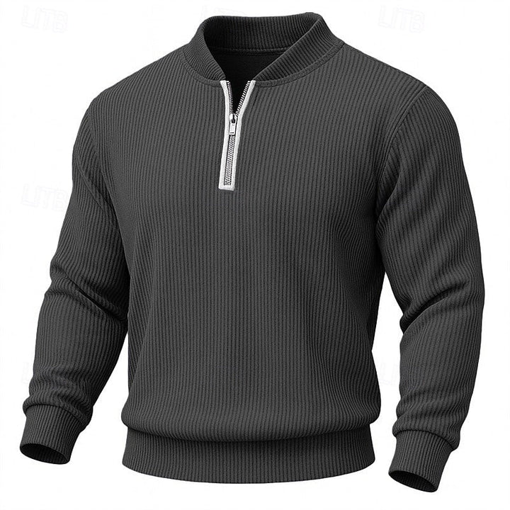 Prążkowany zamek 1/4 sweter