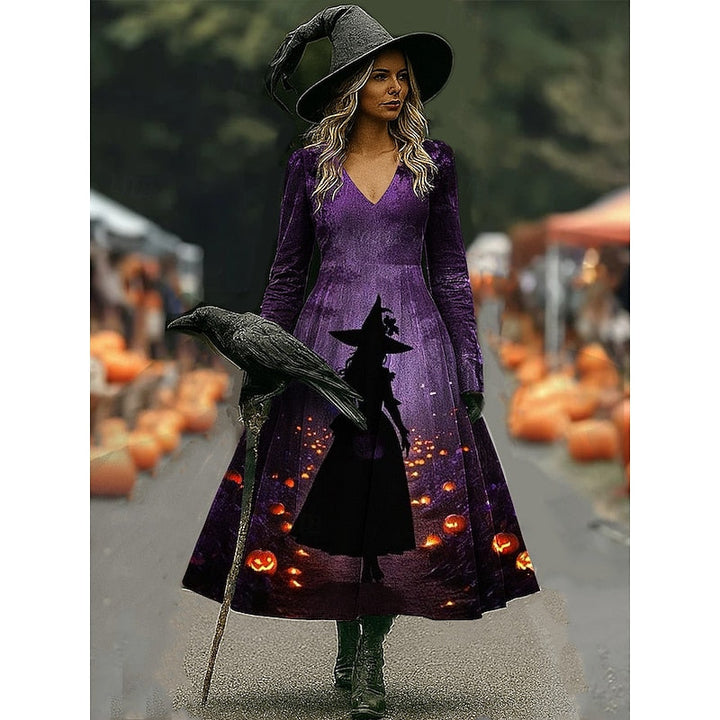 Halloween Witch wzór A-Line sukienka maxi