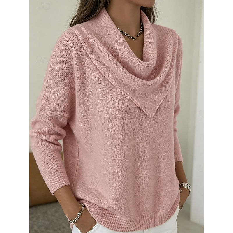 Elegancki drapowany-szyja sweter