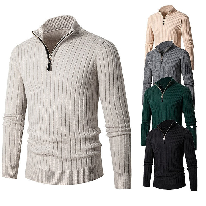 Prążkowany zamek 1/4 sweter