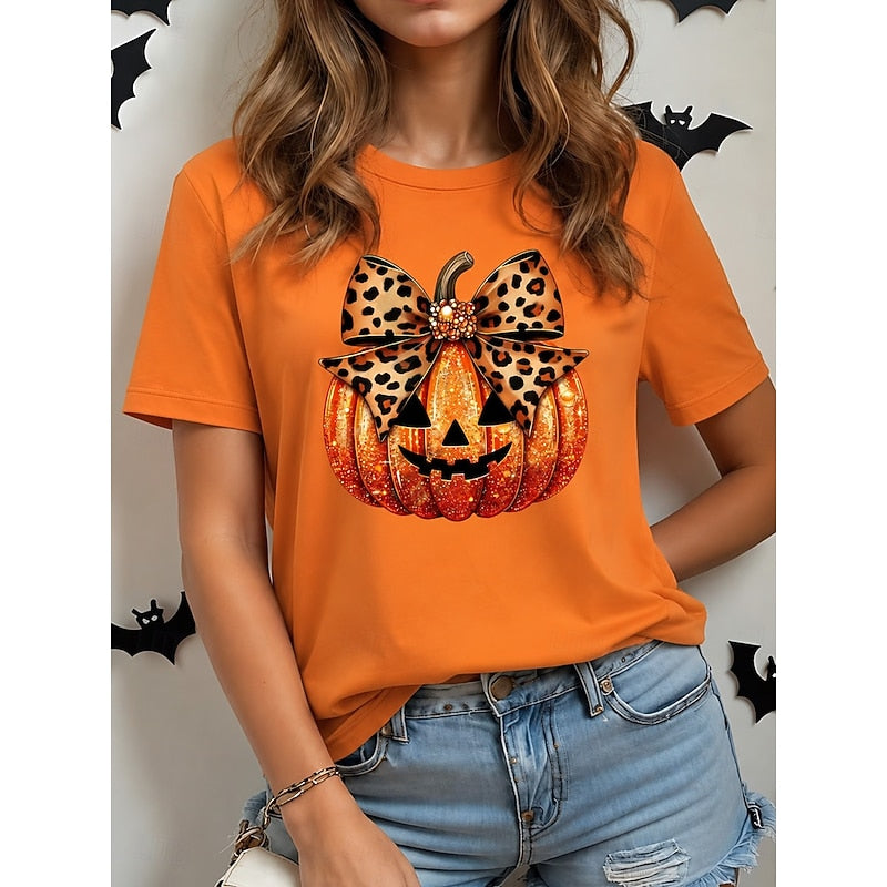 Halloween graficzny okrągły dekolt T-shirt