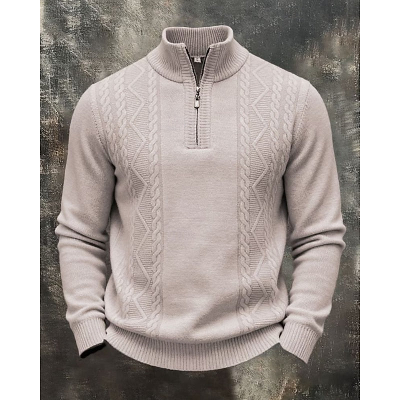 Warkoczowy splot zamek 1/4 sweter