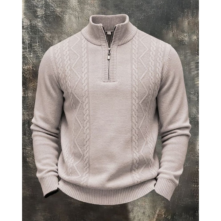 Warkoczowy splot zamek 1/4 sweter