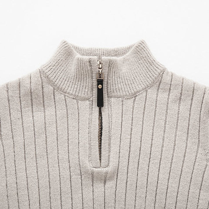 Prążkowany zamek 1/4 sweter