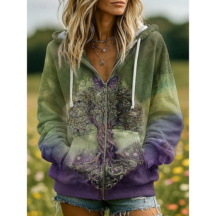 Nature-Inspired Zip-Up bluza z kapturem