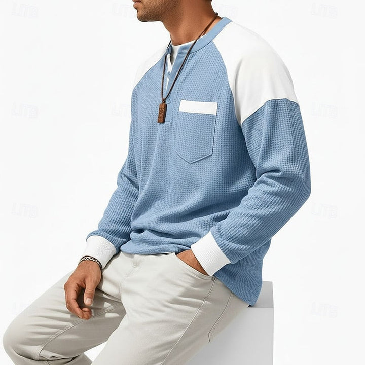 Colorblock długi-rękaw Henley