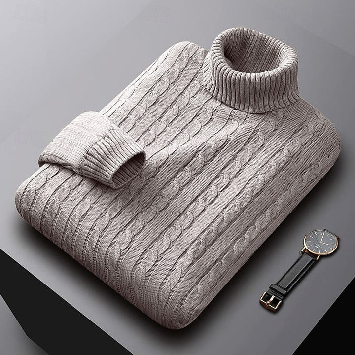 Cable dzianina sweter z golfem