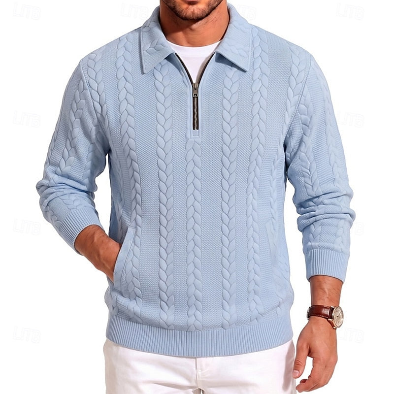 Fakturowany zamek 1/4 sweter
