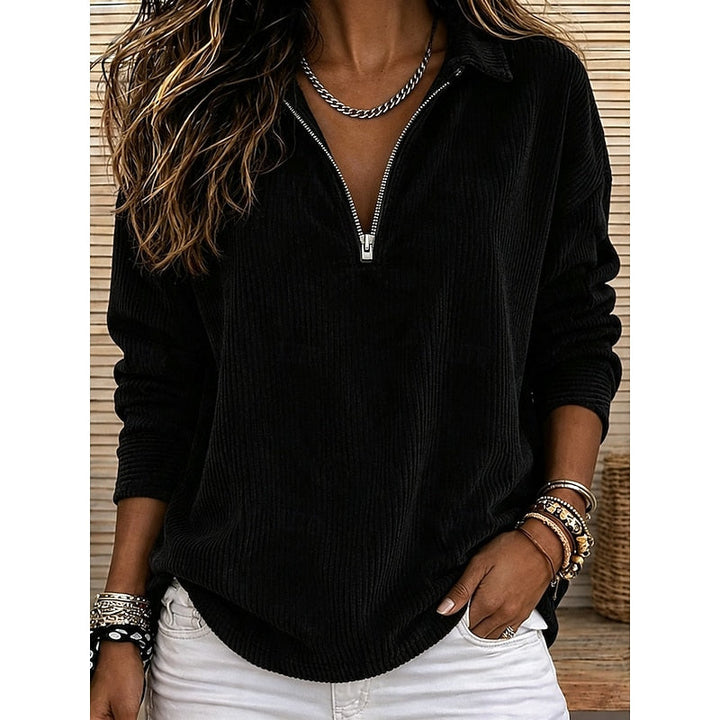 Prążkowany zamek 1/4 sweter top