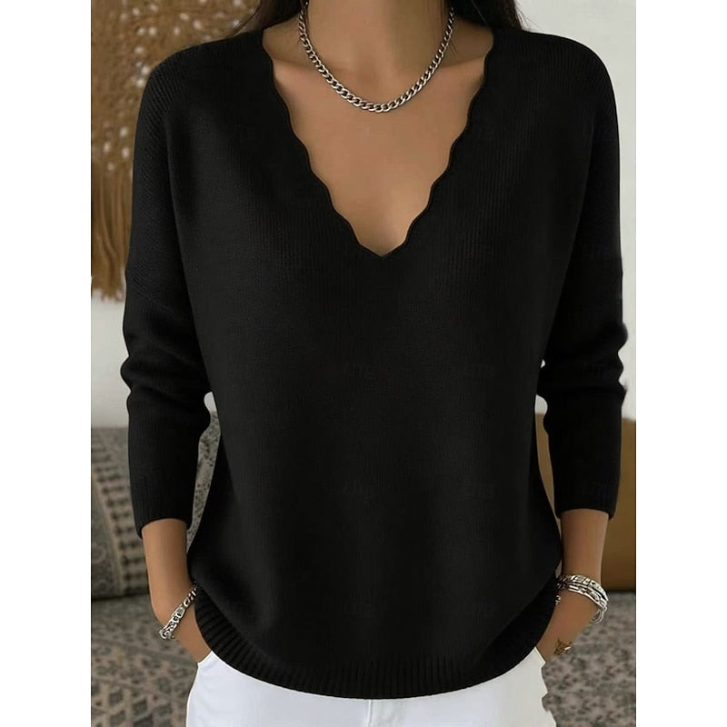 Scalloped dekolt V Halloween sweter