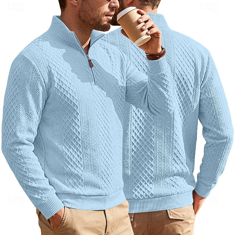 Fakturowany zamek 1/4 sweter