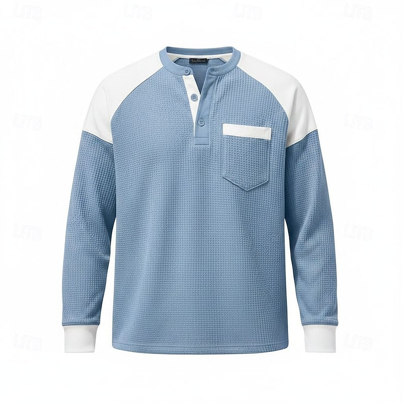 Colorblock długi-rękaw Henley