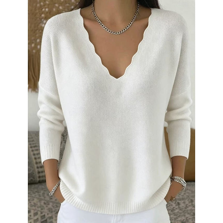 Scalloped dekolt V Halloween sweter