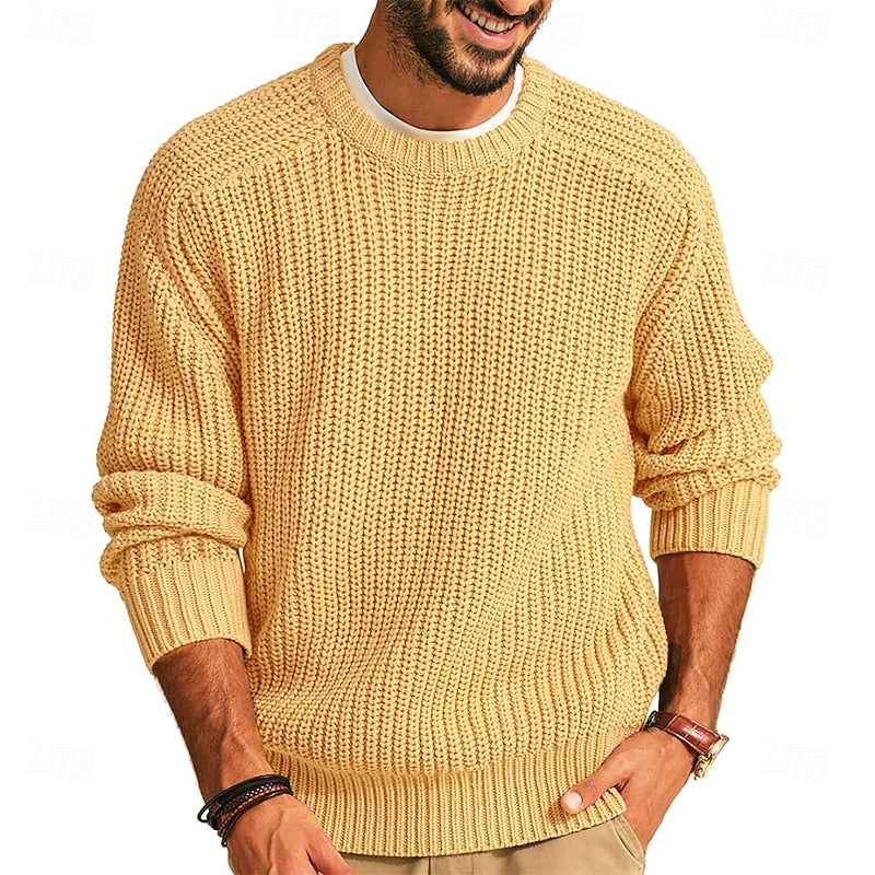 Prążkowany Round-Neck sweter
