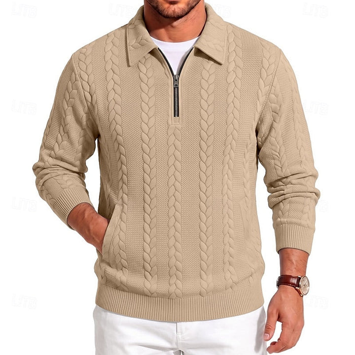 Fakturowany zamek 1/4 sweter