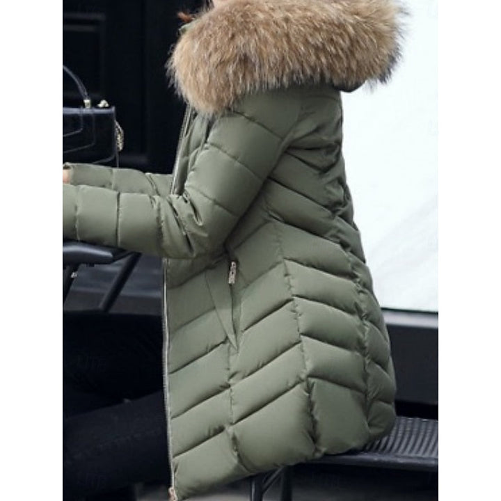Z kapturem pikowany zimowy parka