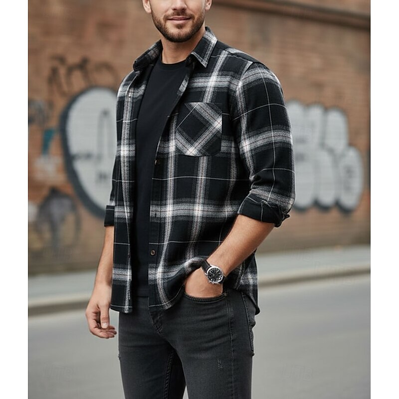 Klasyczny w kratę Overshirt